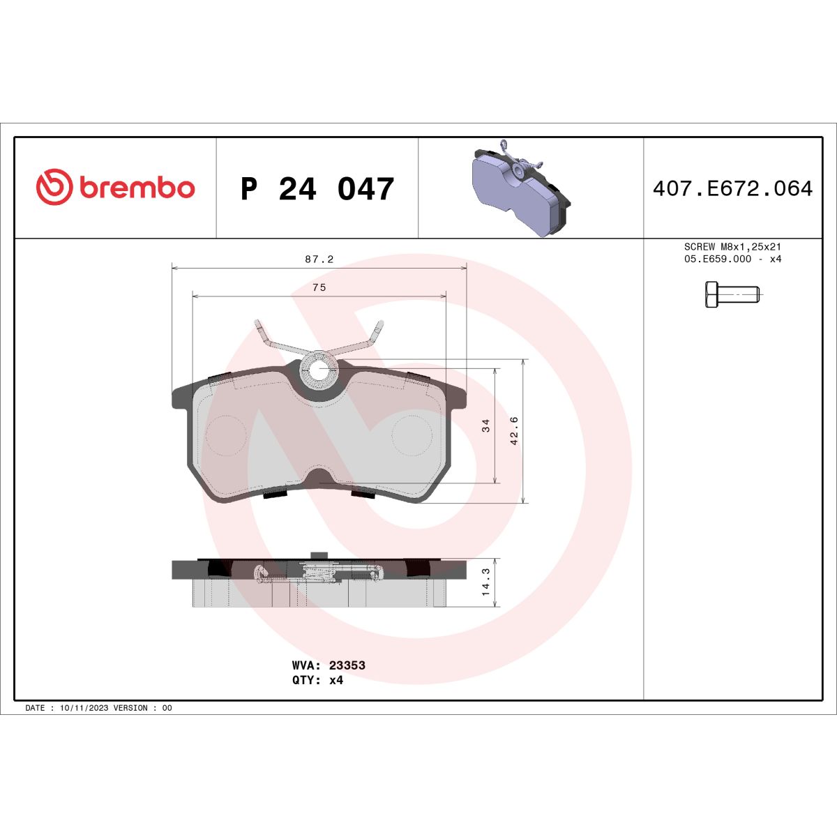 Jarrupalat, levyjarru BREMBO P 24 047