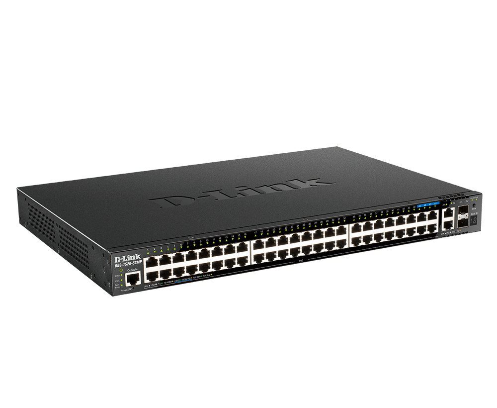 D-link Dgs-1520-52mp Verkkokytkin Hallittu L3 Gigabit Ethernet (10/100/1000) Power Over Ethernet -tuki 1u Musta