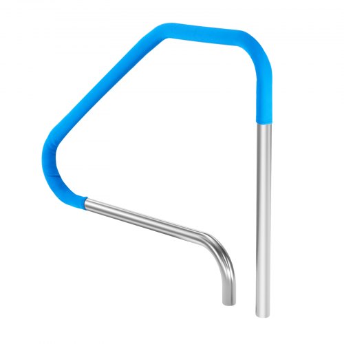 VEVOR Pool Handrail,46 x 37 inch Pool Railing, Stainless Steel (Pre-built) for Indoor/Outdoor Pools,Swimming Pool Railing for Decks,Rust-Proof Grab Bar with Blue Grip Cover&Accessories for Spas