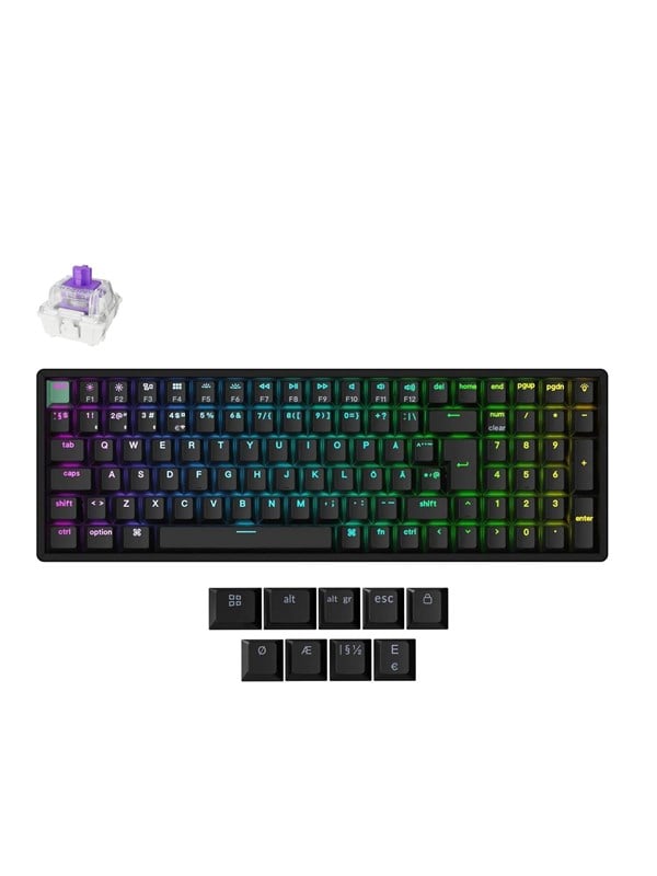 Keychron K4 HE - Wireless Tri-Mode Hot Swap QMK Gateron 2.0 Purple Magnetic (Hall Effect) - Pelinäppäimistö - Pohjoismainen - Musta