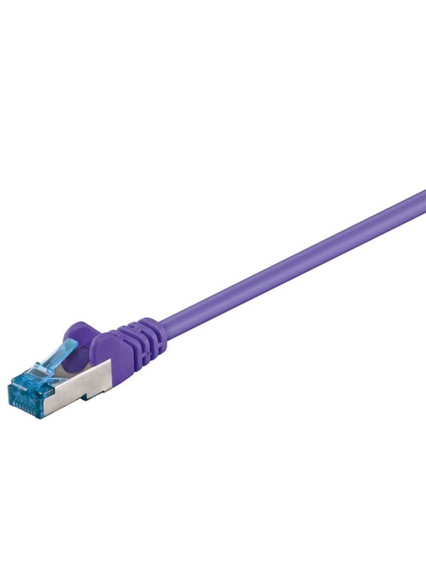 Goobay Patchkabel CAT 6A, S/FTP (PiMF), violett, 1,5 m opparledare (CU), halogenfri kabelhölje (LSZH)