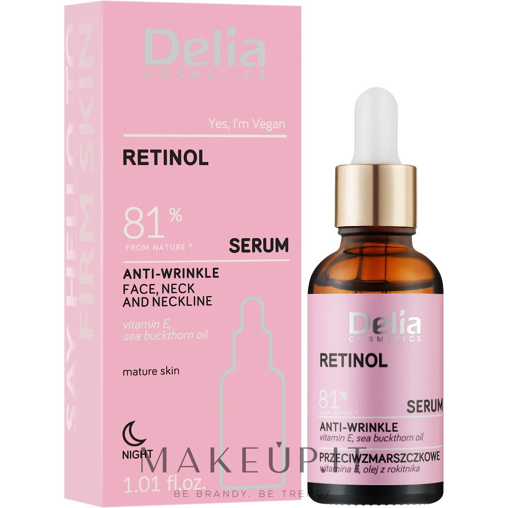 Delia Cosmetics Retinoli ryppyjä ehkäisevä seerumi kasvoille, kaulalle ja dekolteelle 30 ml
