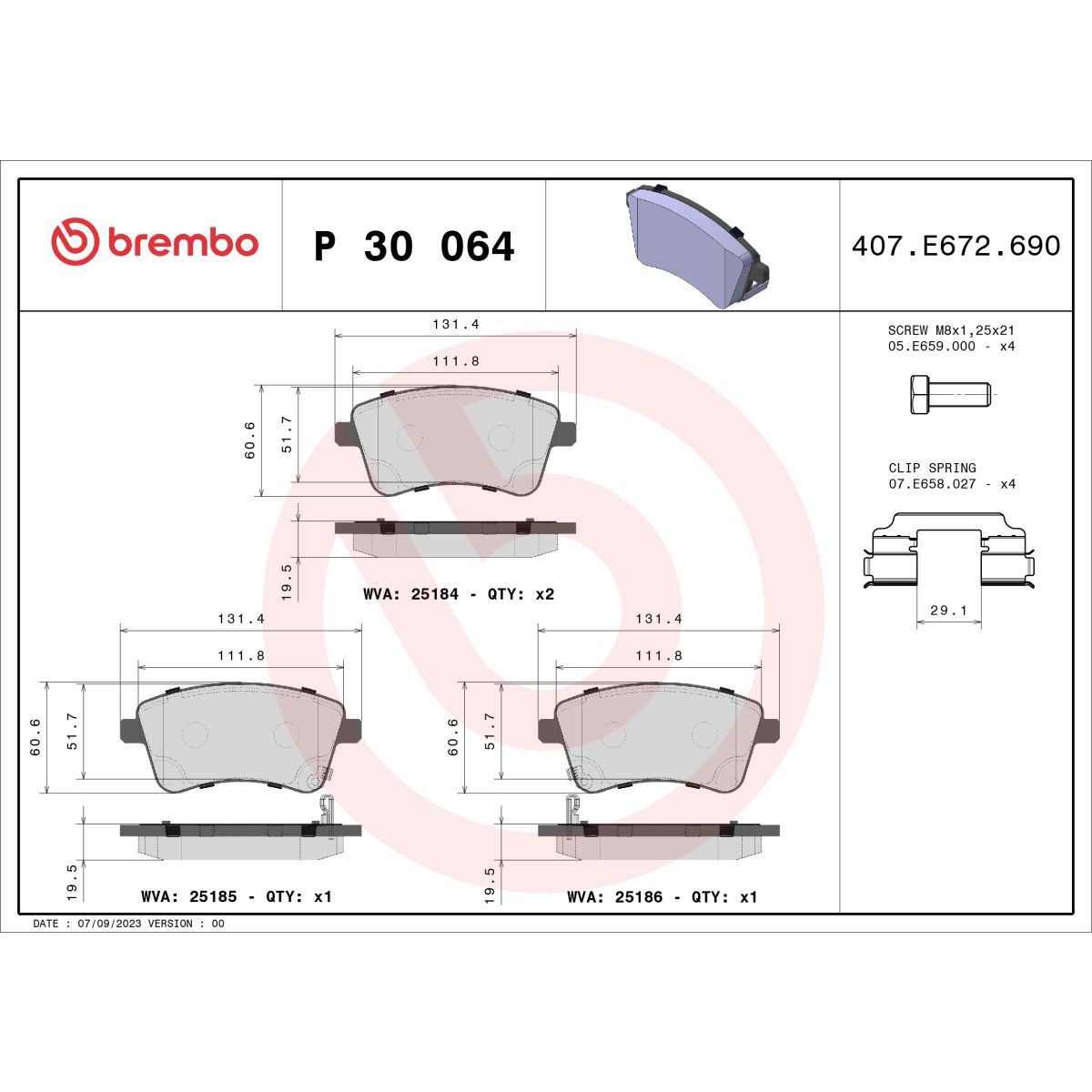 Jarrupalat, levyjarru BREMBO P 30 064