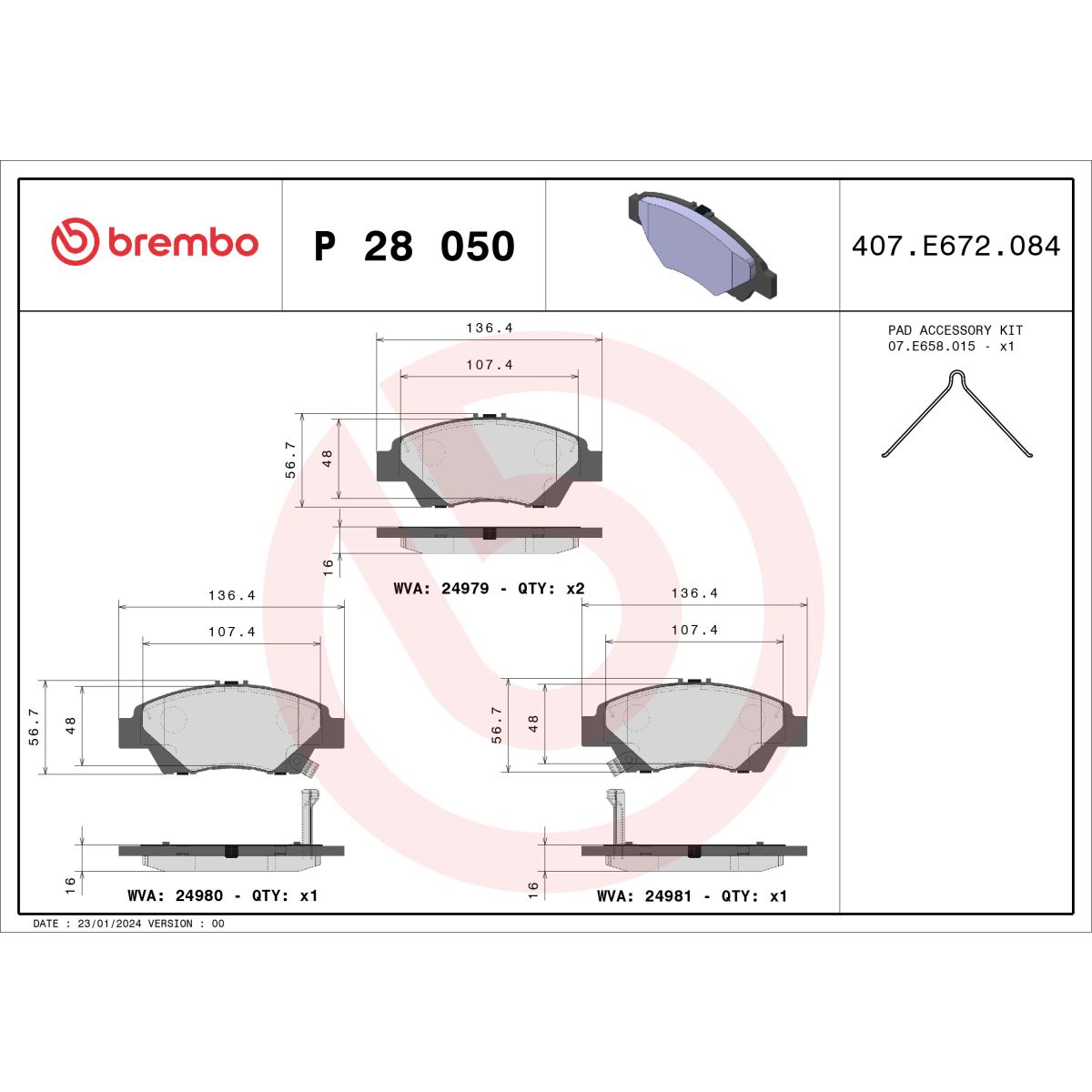 Jarrupalat, levyjarru BREMBO P 28 050X