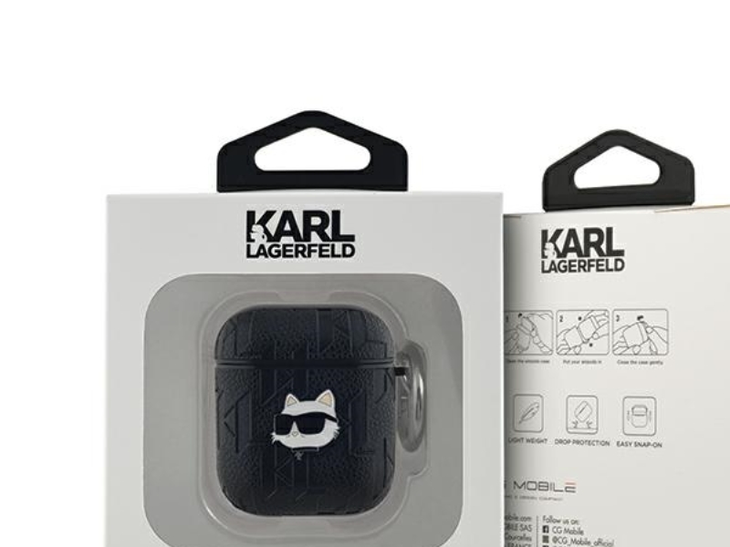 Karl Lagerfeld Monogram Choupette Head case for AirPods 1 / 2 - black
