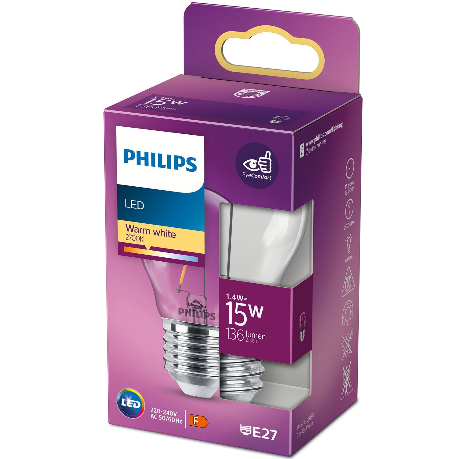 Philips LED Classic pisaralamppu E27 P45 1,4W
