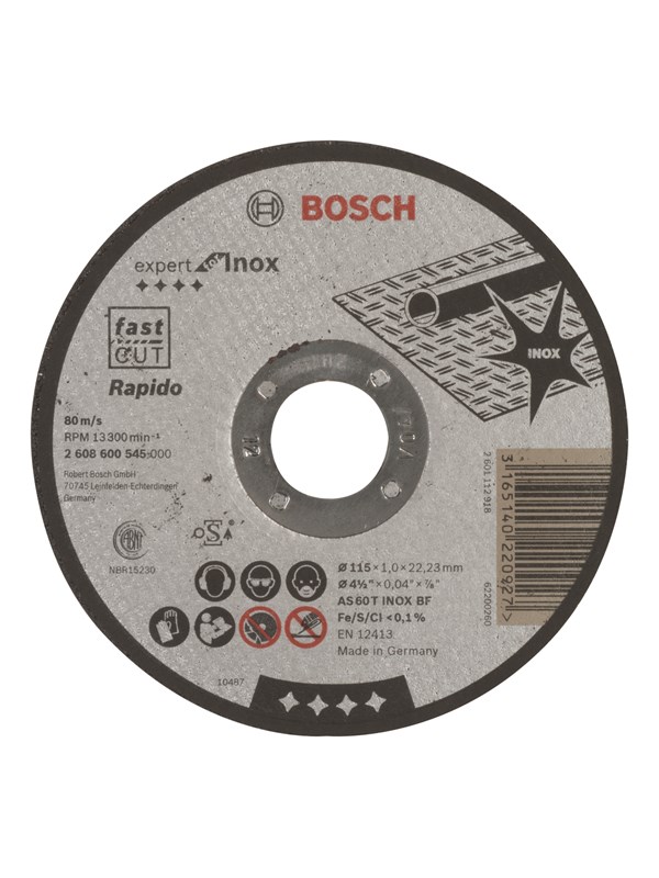 Bosch Katkaisulaikka, suora, Expert for Inox - Rapido AS 60 T INOX BF, 115 mm, 1,0 mm