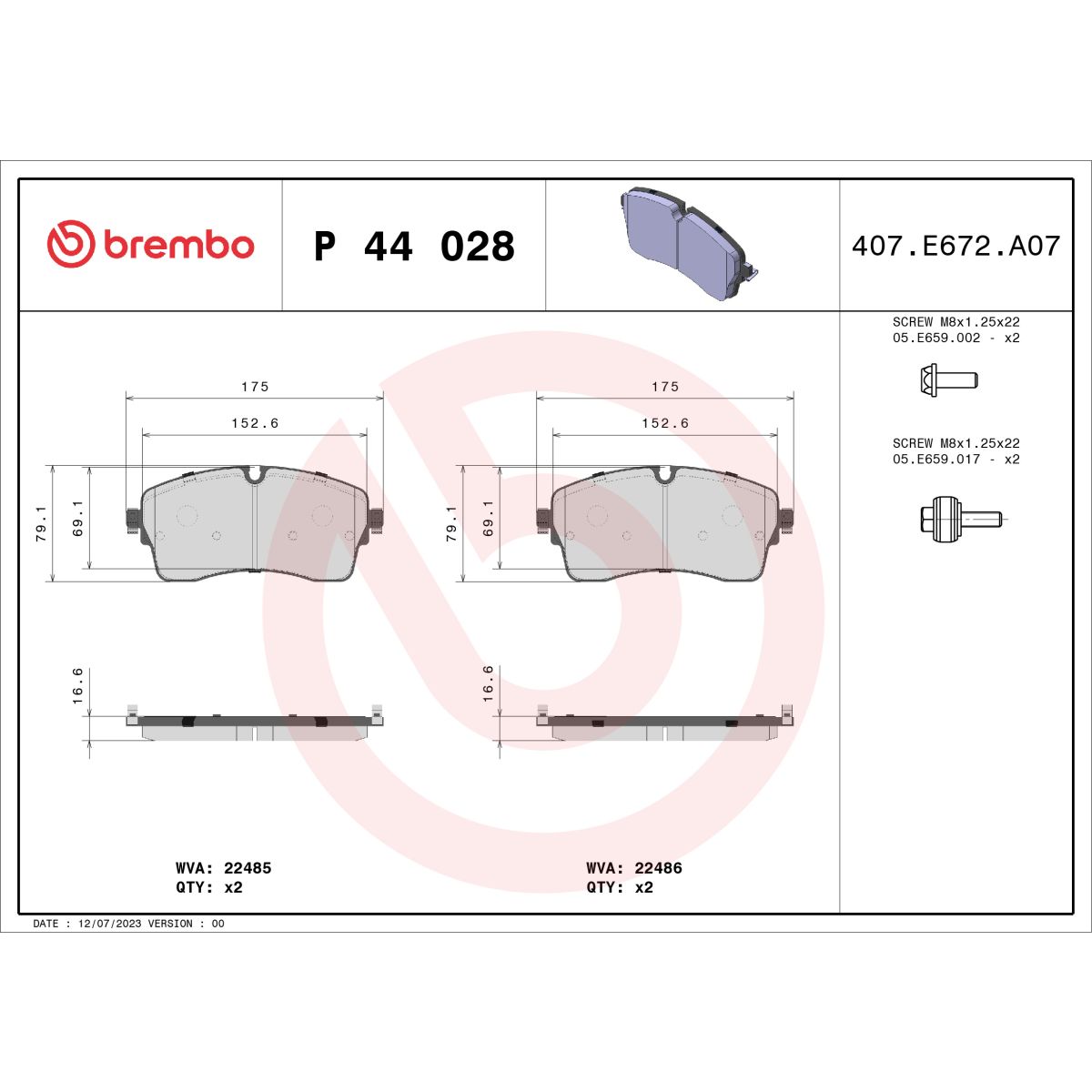 Jarrupalat, levyjarru BREMBO P 44 028