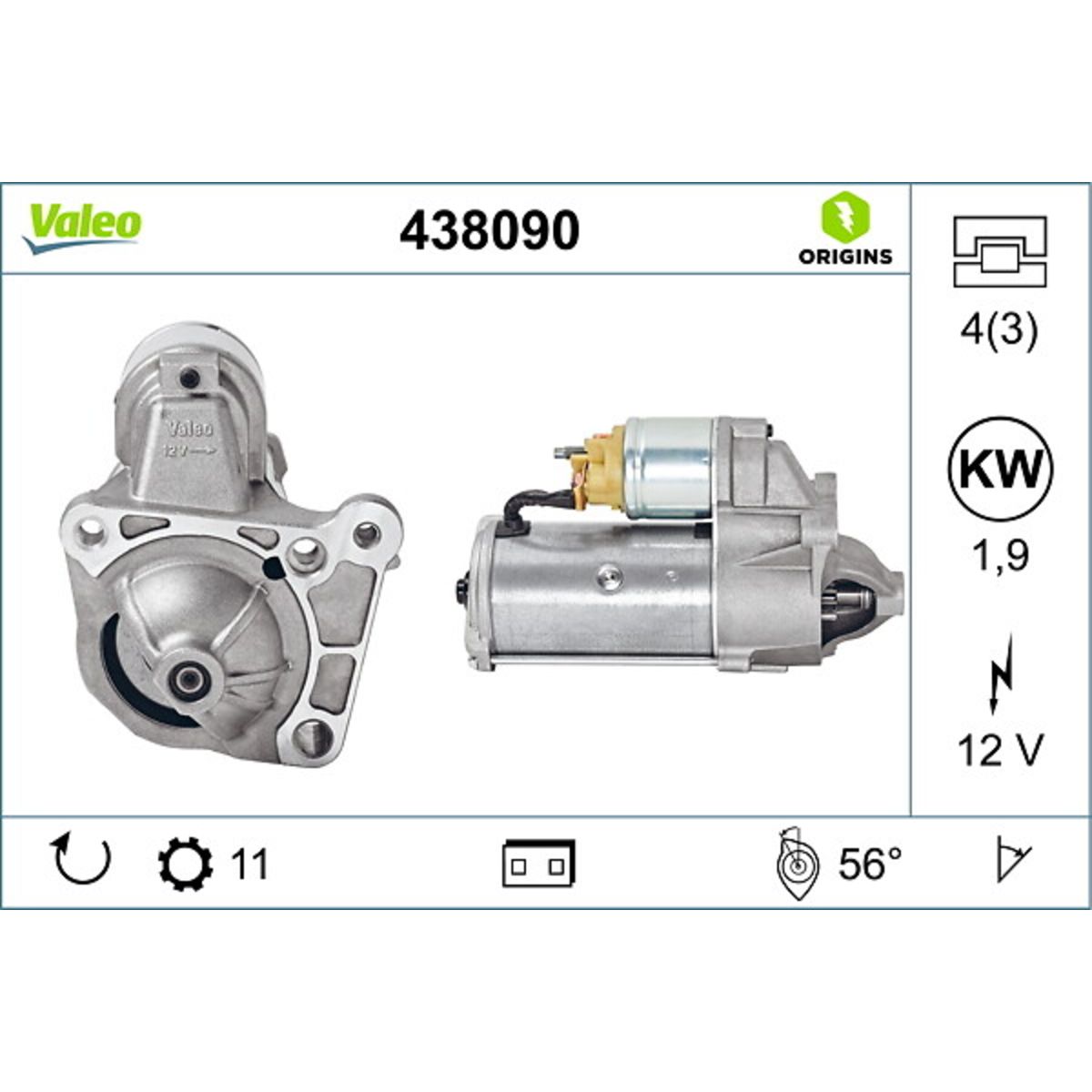 Käynnistysmoottori VALEO 438090