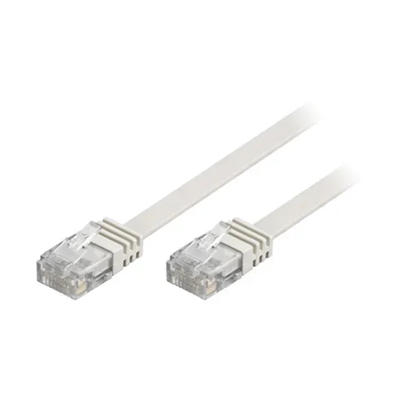 Deltaco U/UTP Cat6 laitekaapeli, litteä, 7m, 250MHz, valkoinen, 7 m, Cat6, U/UTP (UTP), RJ-45, RJ-45, Valkoinen