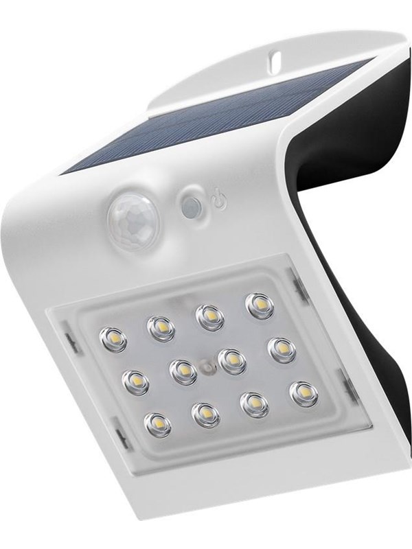 Goobay LED soldriven vägglampa med rörelsedetektor, 1,5 W neutral vit belysning för husingångar, garageportar och trappor