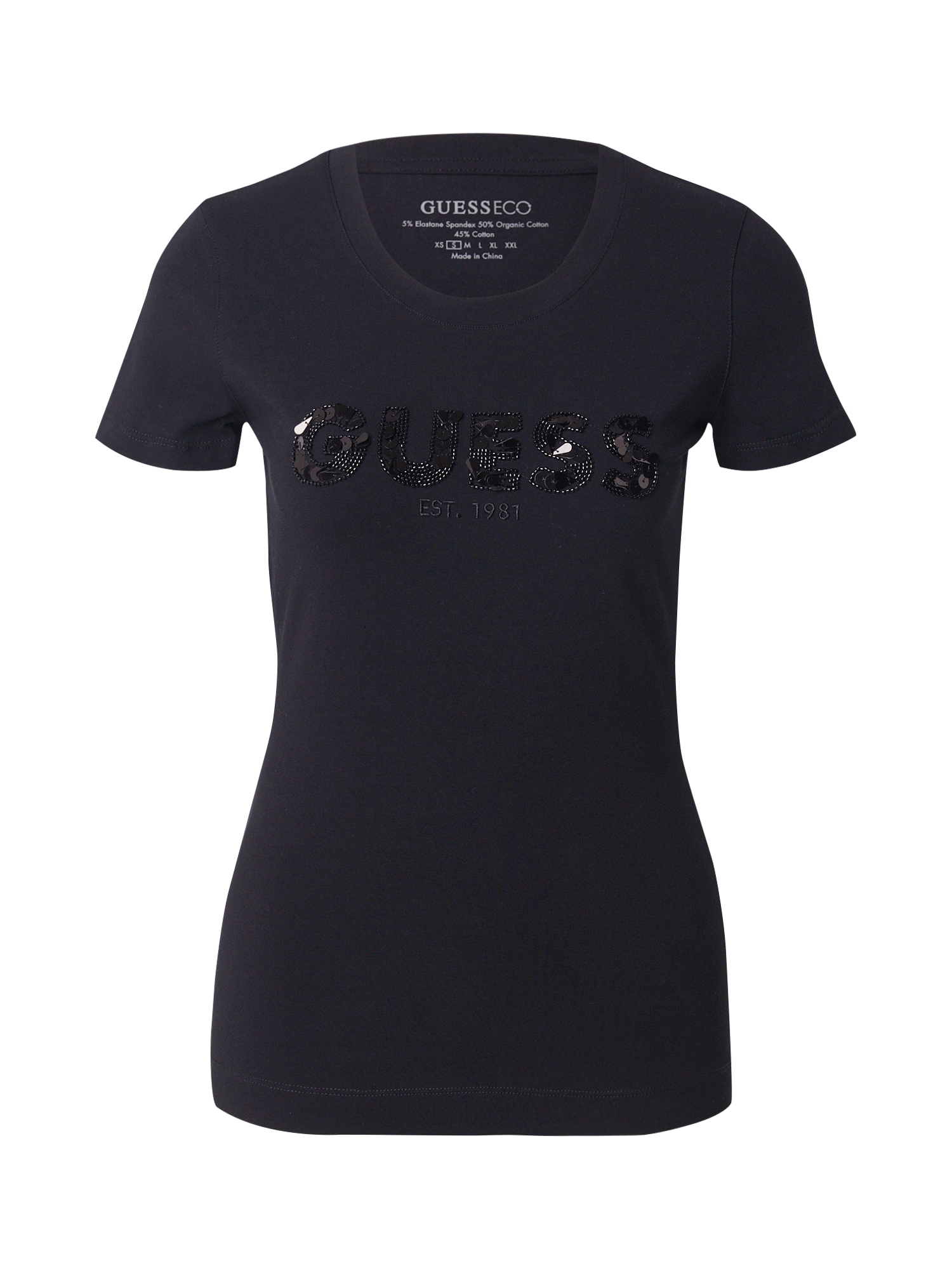 Lyhythihainen t-paita Guess CN SS LOGO SEGQUINS TEE EU L
