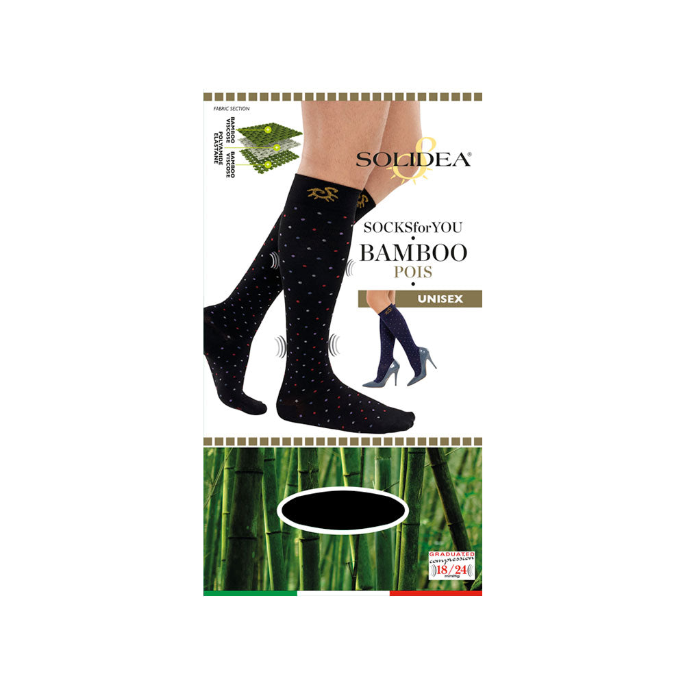 Solidea Socks For You Bamboo Pois -polvisukat 18 24 mmHg 3L mustat
