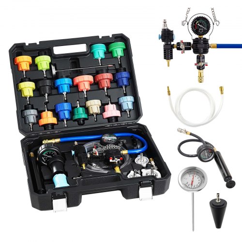 VEVOR Coolant Pressure Tester Kit, 31Pcs Radiator Vacuum Refill Kit with 3 Metal Adapters, Universal Fit, Automotive Cooling System Pressure Tester Tool, with Pressure Pump & Plastic Filler