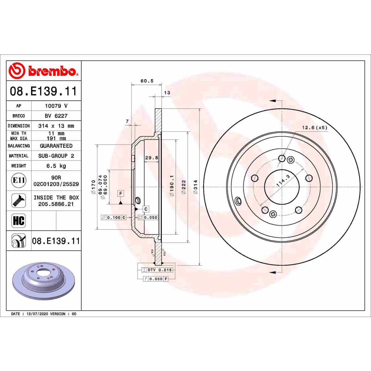 Jarrulevy BREMBO 08.E139.11