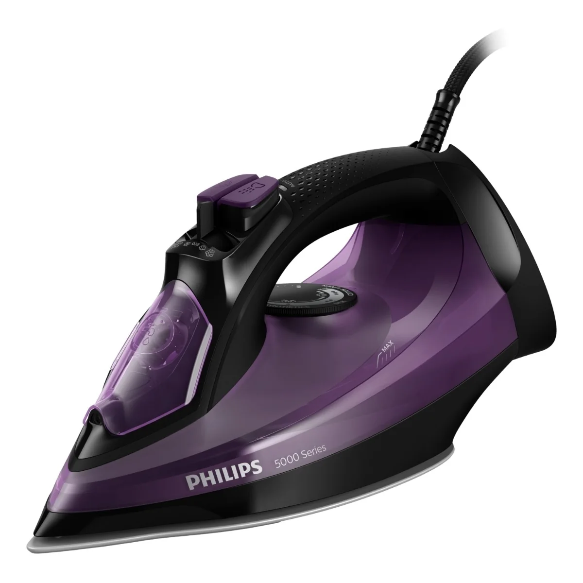 Philips 5000 series DST5030/80 Höyrysilitysrauta, Höyrysilitysrauta, SteamGlide Plus -pohjalevy, 2 m, 180 g/min, Violetti, 45 g/min