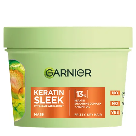 Garnier Keratin Sleek Hair Mask With Argan Oil For Frizzy & Dry Hair - 370 ml