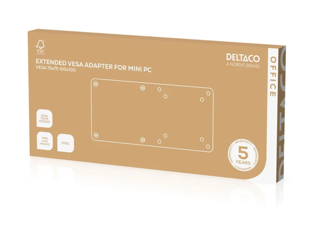 Deltaco ARM-0541 - VESA-adapter for Mini-PC - Max 3 kg - recommended for