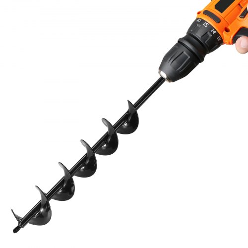 VEVOR Auger Drill Bit for Planting, 80 x 600 mm Spiral Drill Bit, for 3/8" Hex Drive Drills, Heavy Duty Bulb Planter Tool, Hole Drilling Attachments for Garden Post Hole Digger Fence Digging