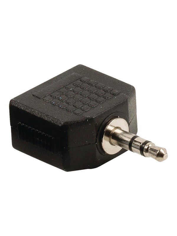 Nedis Stereoäänisovitin | 3.5 mm uros | 2x 3.5 mm naaras | Niklattu | Suora | ABS-Muovi | Musta | 1 kpl | Laatikko