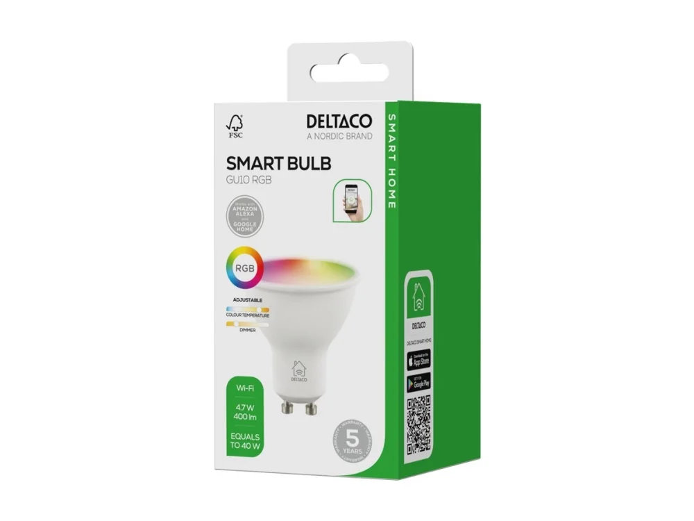 Deltaco Smart LED-bulb GU10 RGB Wi-Fi 4.7 W
