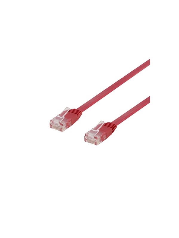 DELTACO U/UTP Cat6 laitekaapeli, litteä, 0,5m, 250MHz, punainen