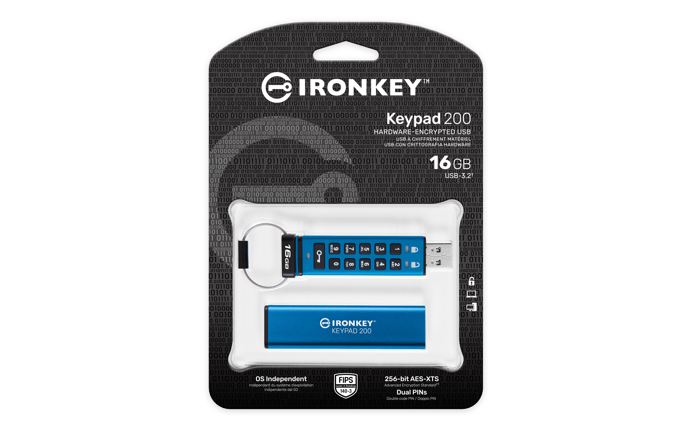 Kingston Ironkey Keypad 200 16gb Usb-a Sininen