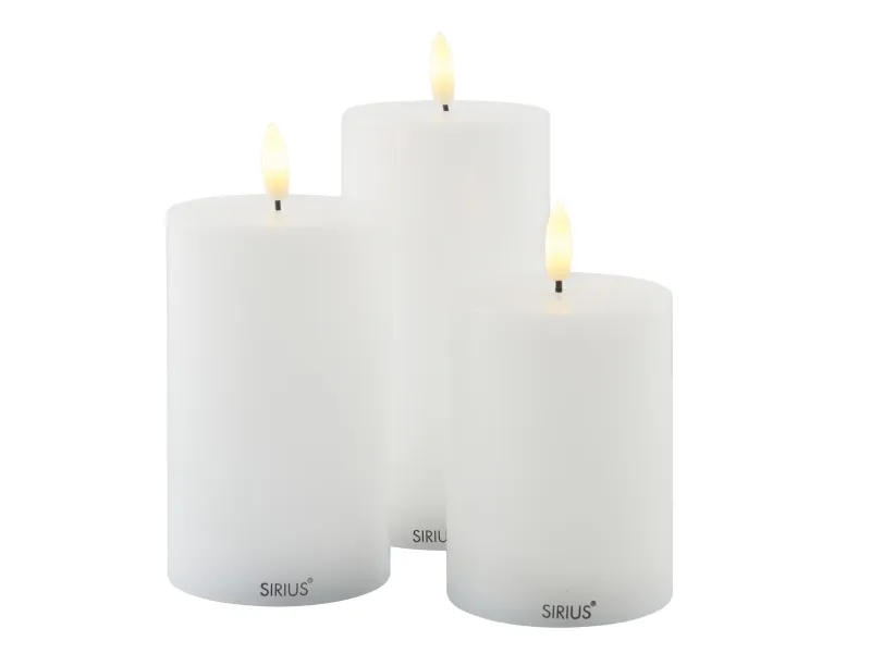 SIRIUS Sille LED rechargeable block candles white 3 pcs.