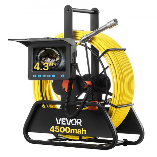 VEVOR Sewer Camera, 20m Drain Inspection Camera, IP68 Waterproof Snake Plumbing Cameras with Lights - 6 Adjustable LEDs, 4500mAh Battery & 16GB Card for Sewer Line Duct Pipes