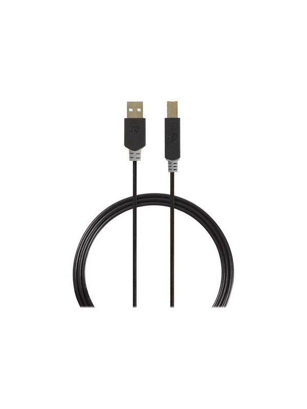USB kaapeli | USB 2.0 | USB-A Uros | USB-B Uros | 480 Mbps | Kullattu | 3.00 m | Pyöreä | PVC | Antrasiitti | Ikkunallinen laati