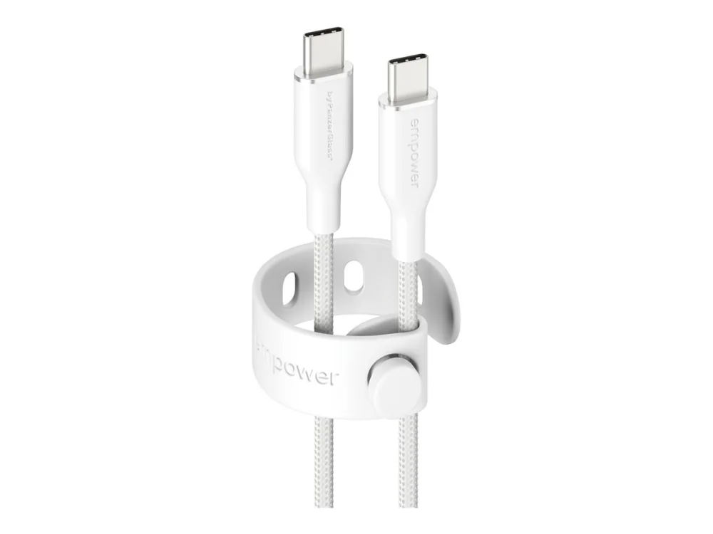PanzerGlass empower™ by ® Racing 60W USB-C to USB-C Cable | USB 2.0 | 2M | Silver White, Valkoinen