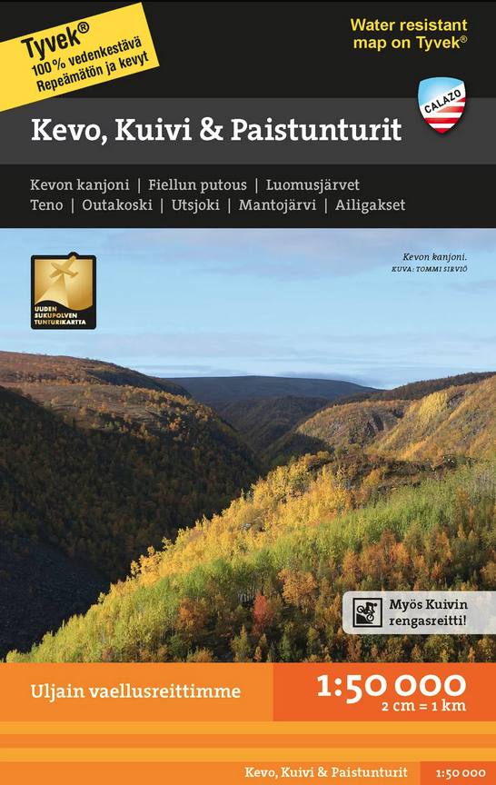 Calazo Kevo, Kuivi & Paistunturi Tyvek retkeilykartta, suomi