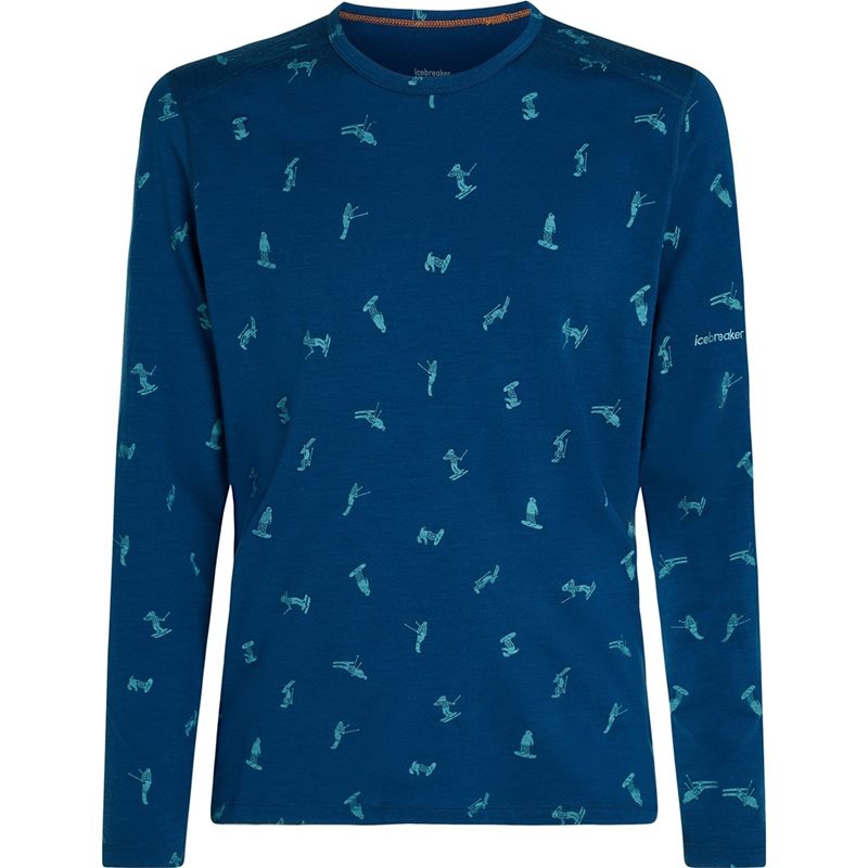 Icebreaker Men Merino 200 Oasis LS Crewe Snow Day AOP Atlantis/Topaz/Aop - XXL