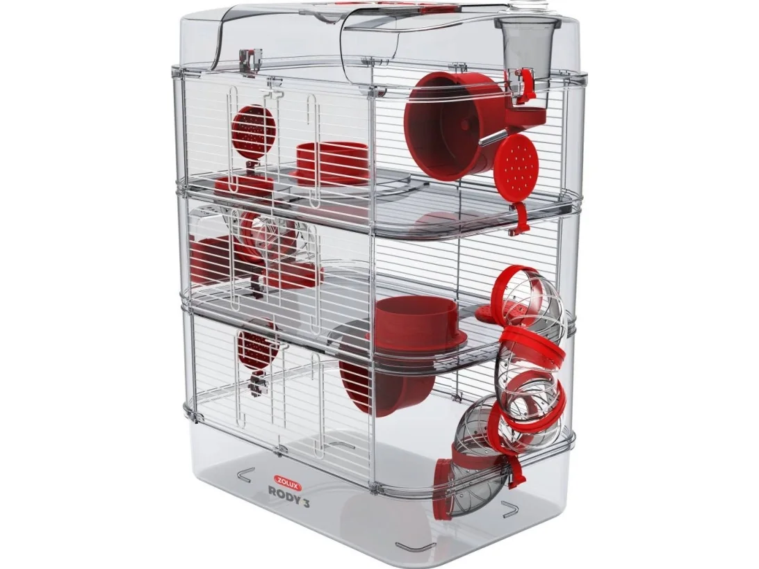 Zolux Rody3 Trio - rodent cage - Red