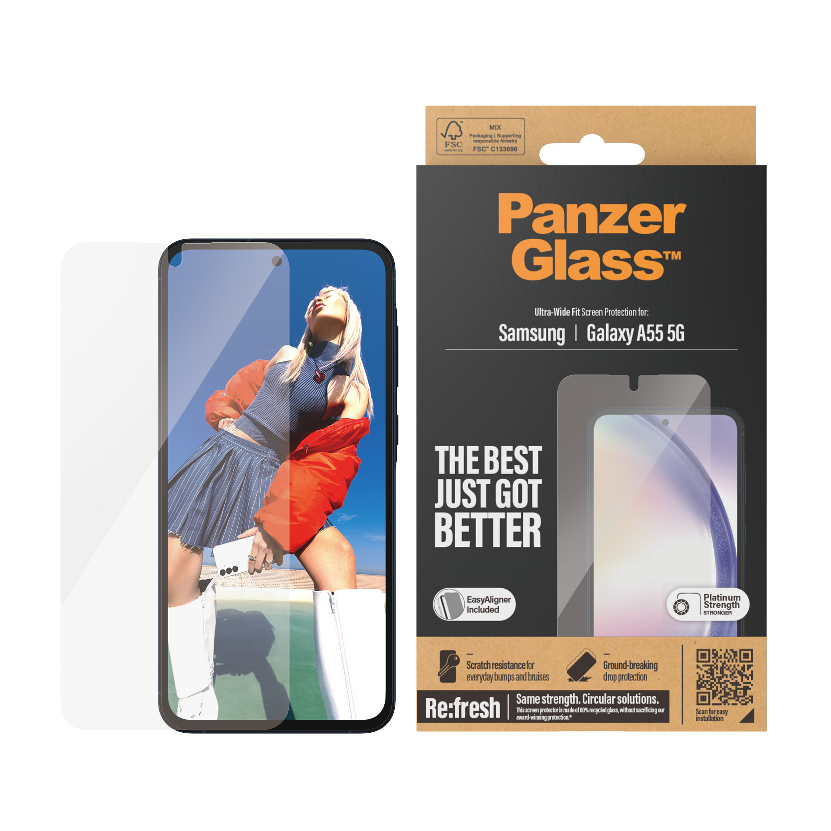 PanzerGlass Screen Protector to the Phone - ultra - wide fit w. EasyAligner