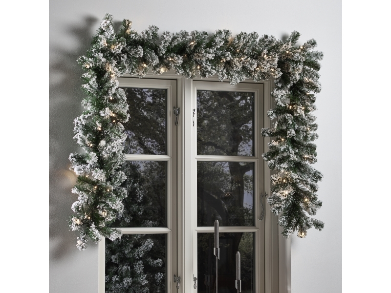 NORDIC WINTER Artificial garland 270 cm w/snow & lights