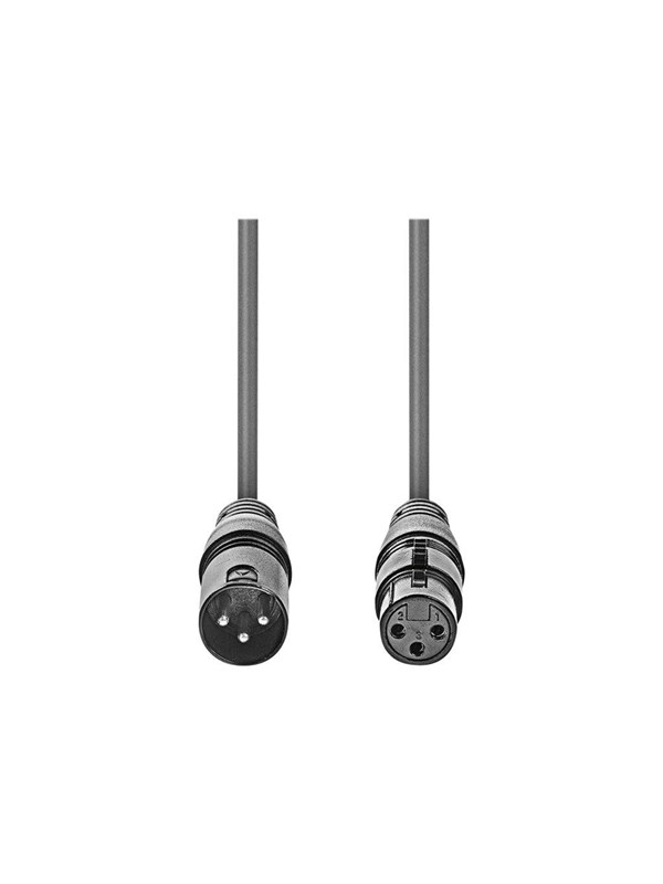 Nedis DMX sovitinkaapeli | XLR 3-Pin uros | XLR 3-Pin naaras | Niklattu | 10.0 m | Pyöreä | PVC | Tummanharmaa | Pakkaus