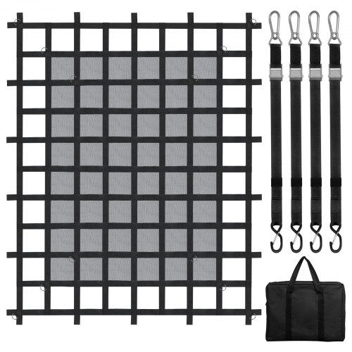 VEVOR Cargo Net, 72 in x 57 in, Heavy Duty Truck Cargo Net for Truck Bed, 4 Adjustable Straps with Carabiners & S-Hooks, Wear-resistant & Weather-proof, Suitable for Pickup, Truck, Jeep, SUV, Boat