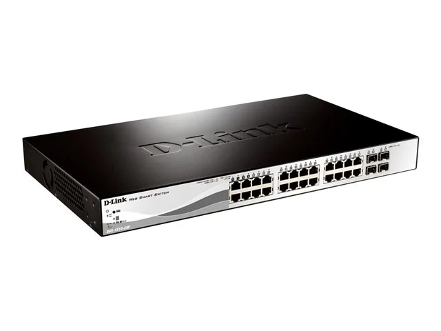 D-Link Web Smart DGS-1210-28P - Kytkin - Administreret - 24 x 10/100/1000 (PoE) + 4 x Gigabit SFP - desktop, monterbar på stativ - PoE