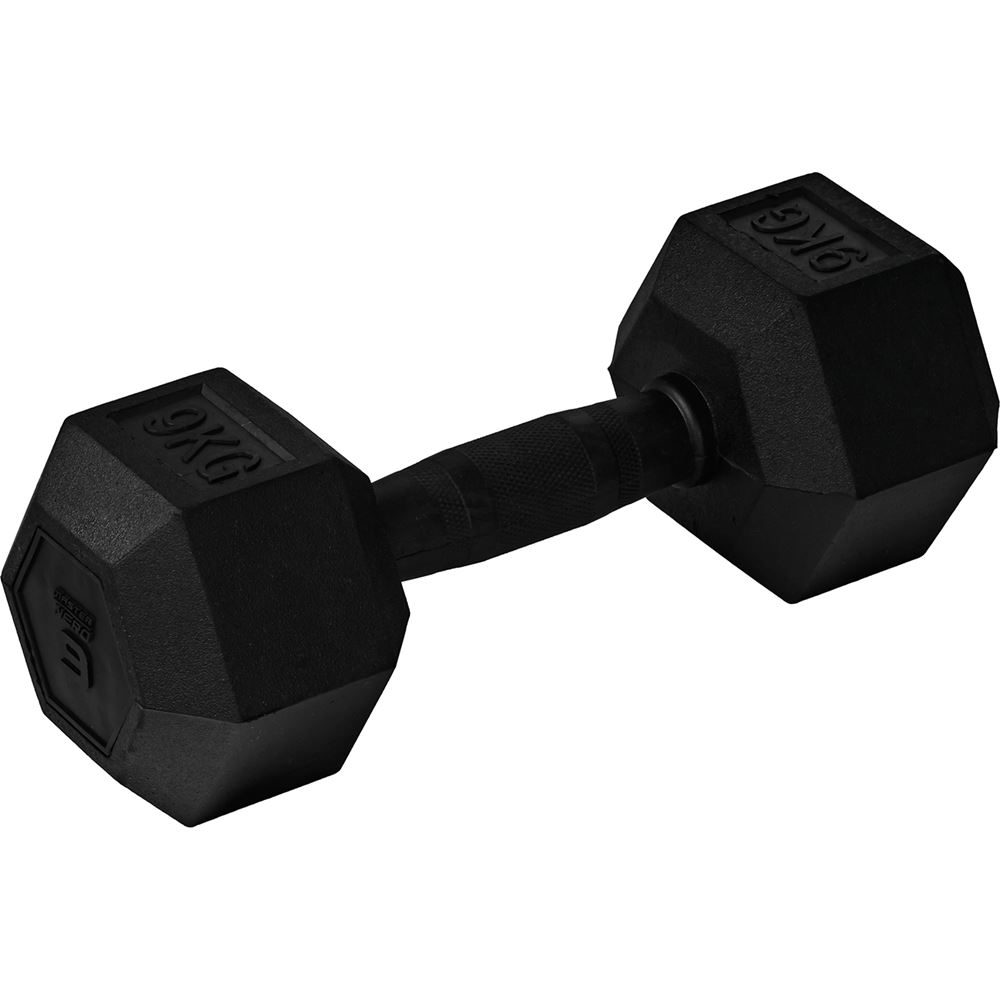Master Fitness Nero Rubber Coated Hex, Hex hantlar - 9 kg