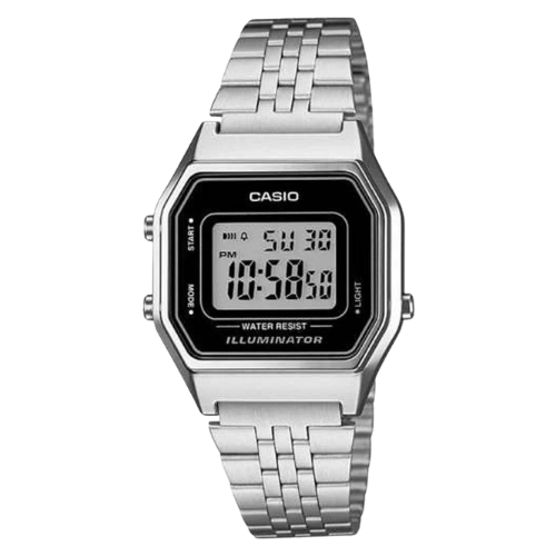Casio Vintage LA-680WA-1DF Naisten Digitaalikello - Hopeanvärinen Ruostumaton Teräs