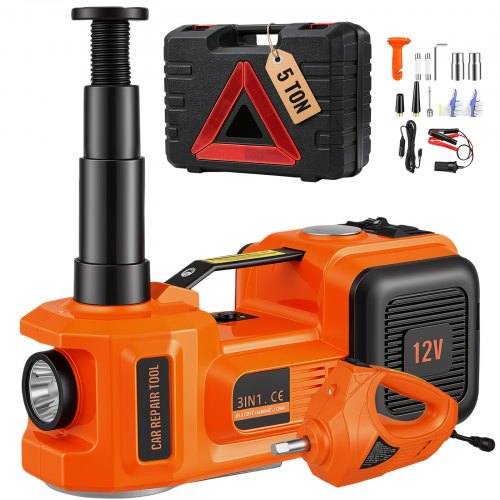 VEVOR Electric Hydraulic Car Floor Jack 5 Ton 12V w/Impact Wrench Inflator Pump