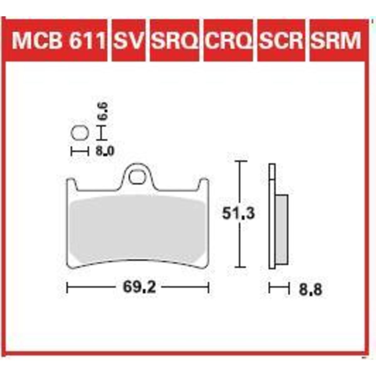 Jarrupalat, levyjarru TRW MCB611SRM