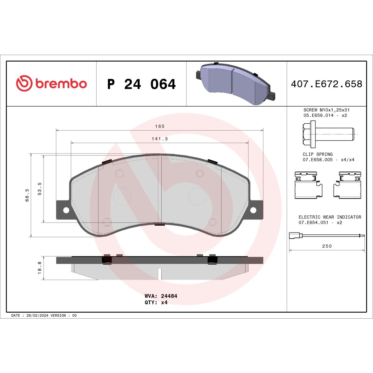 Jarrupalat, levyjarru BREMBO P 24 064