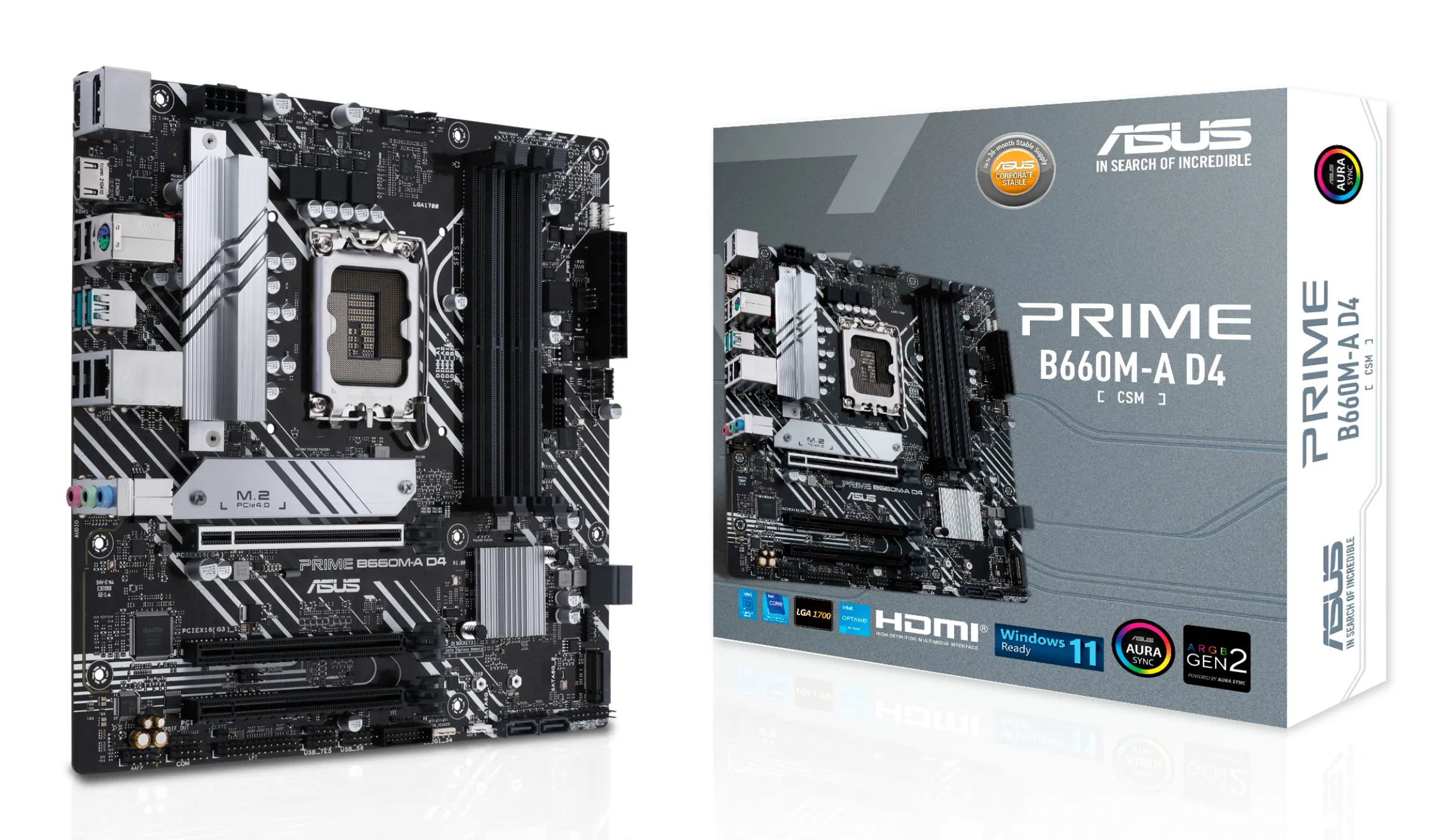 ASUS PRIME B660M-A D4-CSM Emolevy - Intel B660 - Intel LGA1700 - DDR4 RAM - Micro-ATX