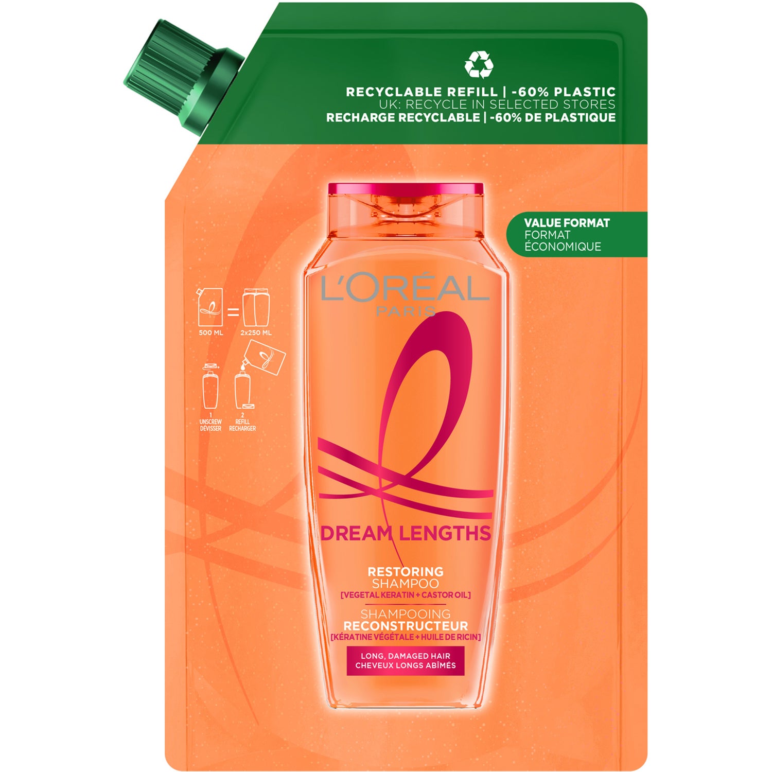 L'Oréal Paris Elvital Dream Length Shampoo 500 ml Refill