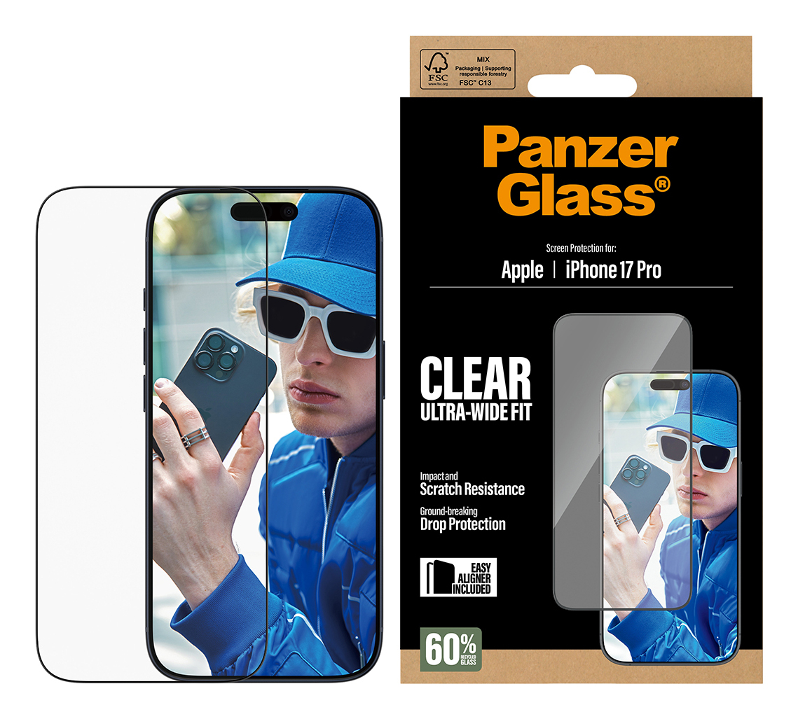 PanzerGlass Screen Protector iPhone 17 Pro | Ultra-Wide Fit w. EasyAligner
