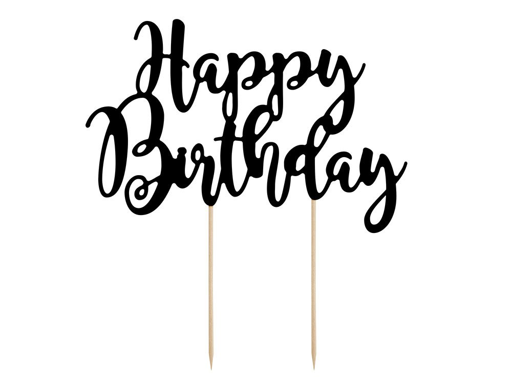 Kakkukoriste Happy Birthday - Musta