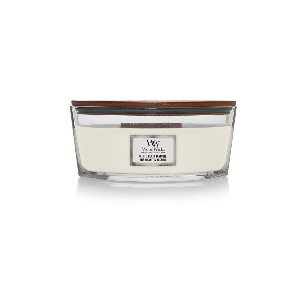 Woodwick Valkoinen tee ja jasmiini -tuoksukynttilä - 453.0 g