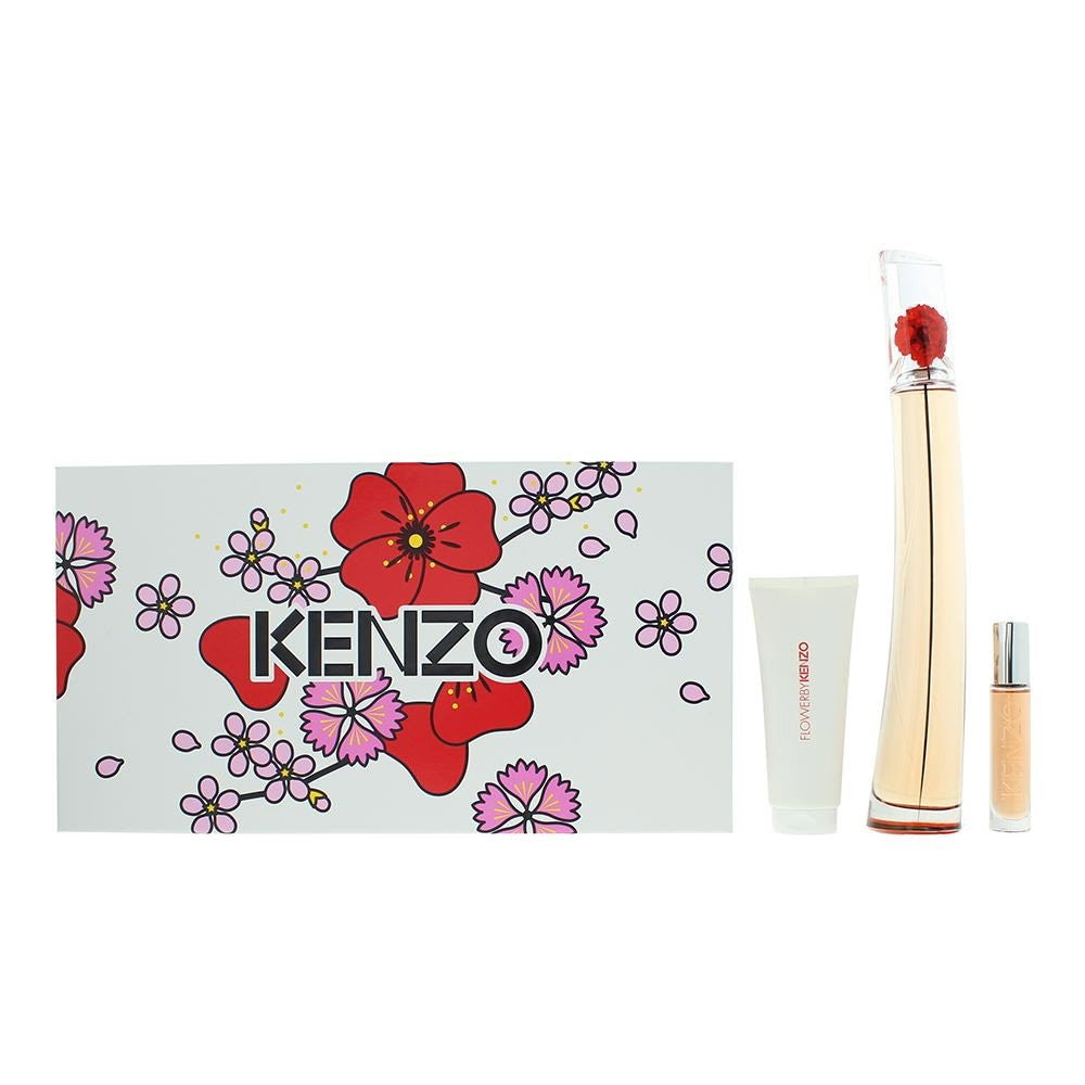 Setti Kenzo: Flower L'Absolute Eau de Parfum naisille 100 ml + Flower L'Absolute Eau de Parfum naisille 10 ml + Flower L'Absolute vartaloa kosteuttava